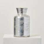 Brushed Silver Mercury Glass Vessel Decorative Flower Vase - Clear and Silver