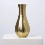 Bronze Gold Aluminum Carved Floral Vase - Bronze Gold