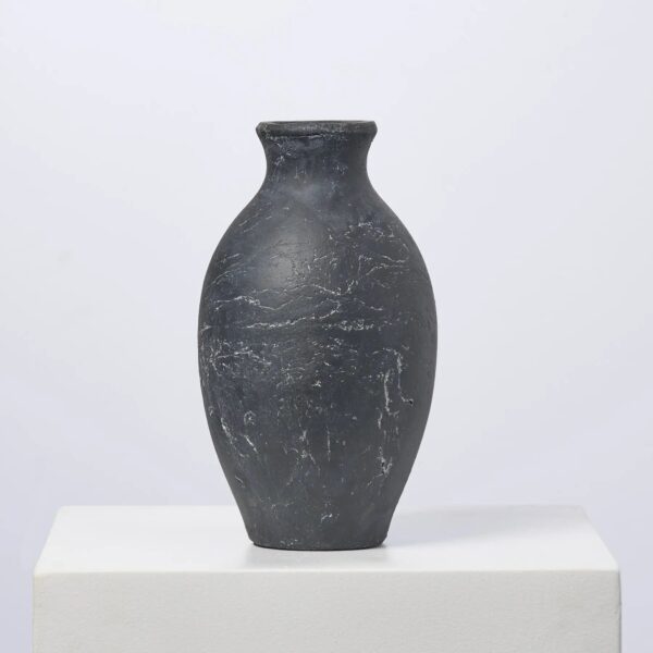Textured Black Ceramic Terracotta Artifact Vase