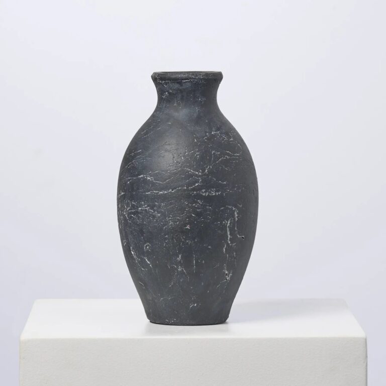 Textured Black Ceramic Terracotta Artifact Vase
