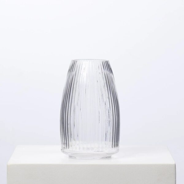 Round Ribbed Glass Vase decorative vase for home decor