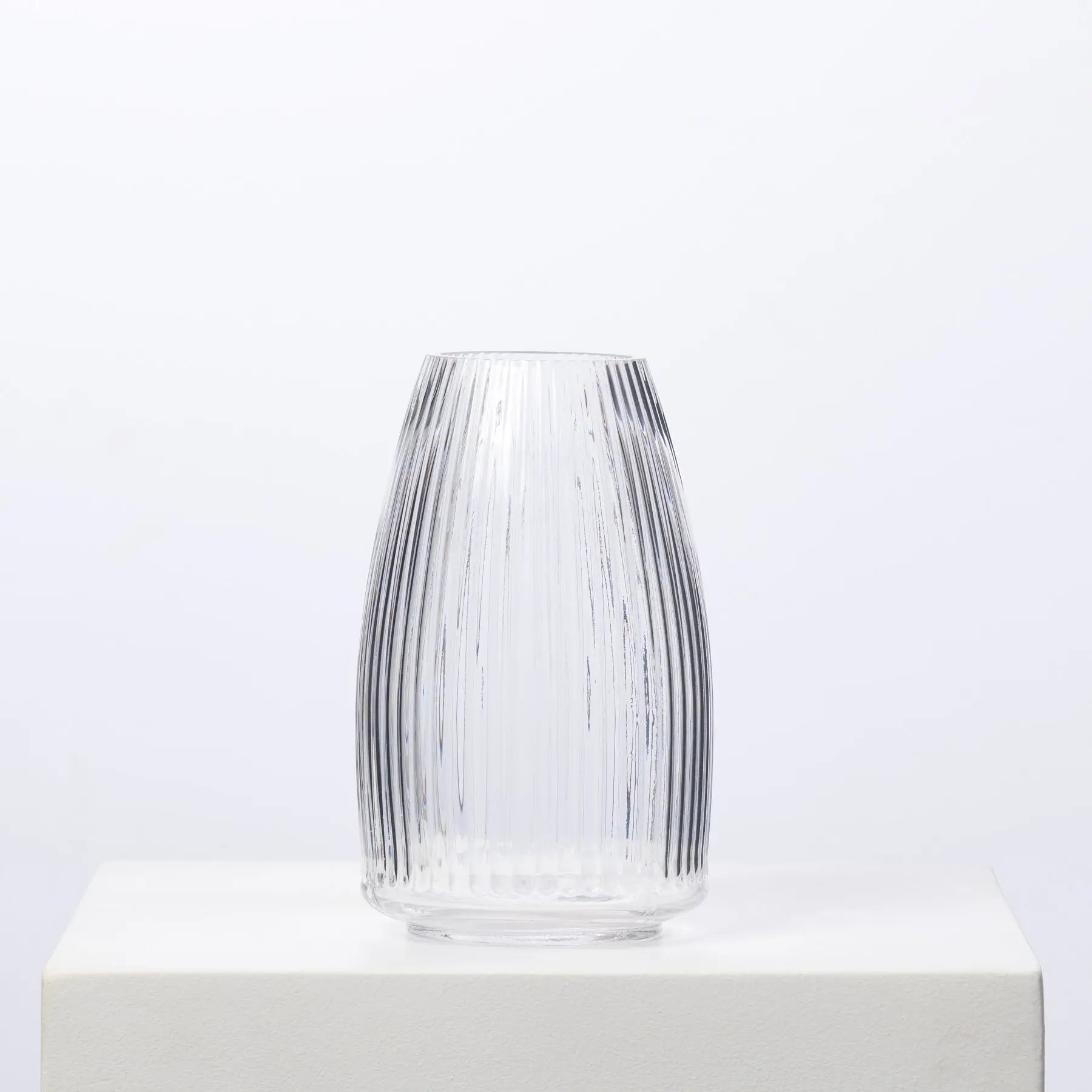 VAS1155RoundRibbedGlassVase_a8f410a8-9aa6-4d6f-9969-a7e2f5b75dfd.jpg Round Ribbed Glass Vase decorative vase for home decor