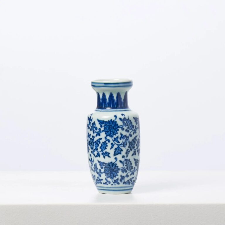 Blue and White Ceramic Petite Chinoiserie Budvase - Blue and White, decorative vase