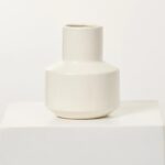 Glossy White Ceramic Modern Long Neck Vase - Glossy White