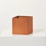 Metal Coated Cube Planter Box - Rust Orange