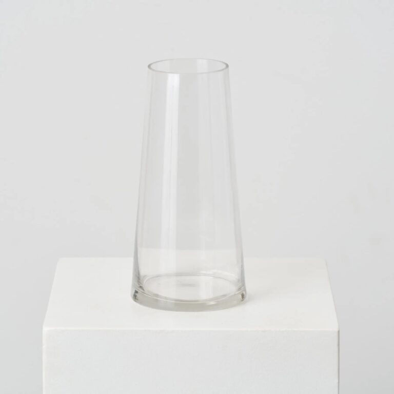 Large Clear Taper Up Cylinder Glass Vase