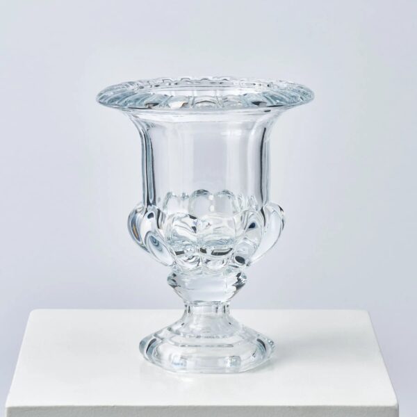 Large Elegant Beveled Glass Decorative Pedestal Vase - Clear Glass