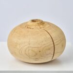 Round Squat Natural Crafted Turned Wood Artisan Vase