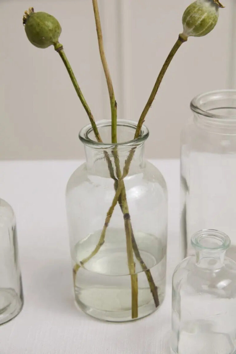 Close-up of vase silhouette detail on this Billie Classic Bottle Glass Floral Glass Floral Vase