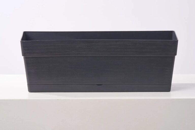 Close-up of leaf foliage texture on this Charcoal Grey Rectangle Self Watering Window Box Planter