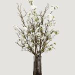 Large Fake Cherry Blossom Branch Arrangement in Glass Vase - 34 inch