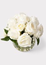 The Real Touch Cream White Fake Fake Rose Arrangement shown in full, highlighting bloom cluster