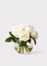 Close-up of bloom cluster detail on this Real Touch Cream White Fake Fake Rose Arrangement