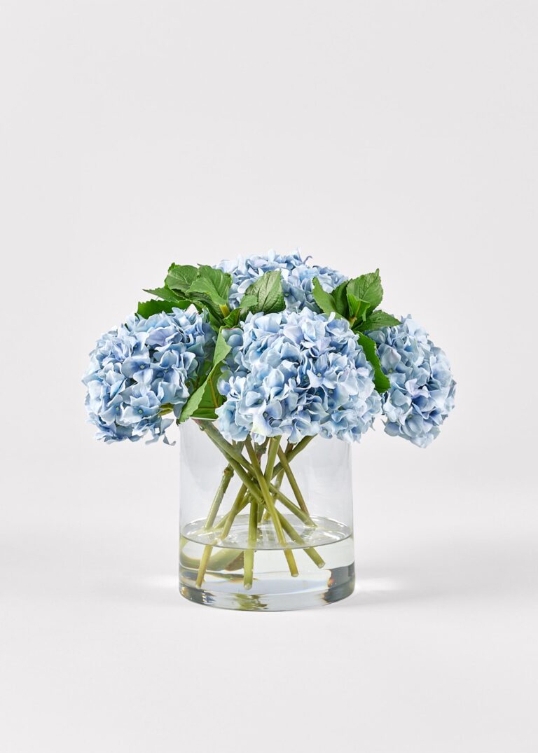 Faux Light Blue Hydrangea Arrangement - 12 inch