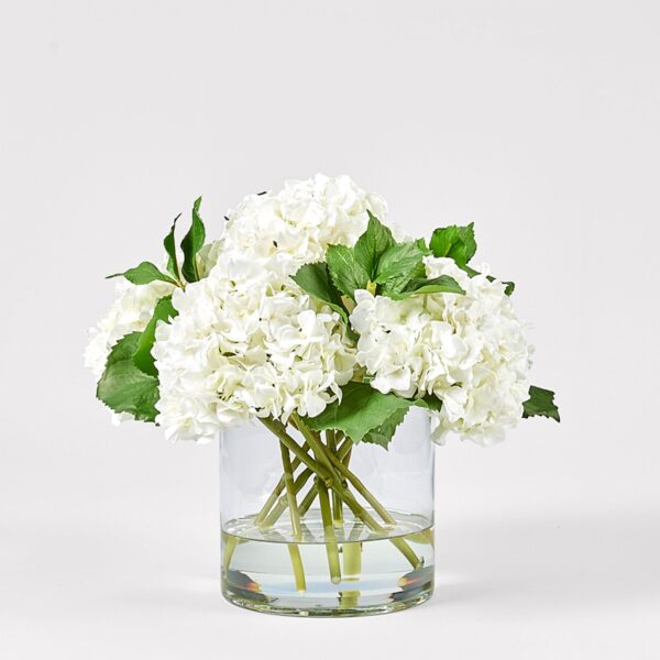 Faux Talc White Hydrangea Arrangement - 12 inch