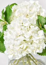 Alternate angle of the Faux Talc White Hydrangea Arrangement - 12 inch showing full arrangement