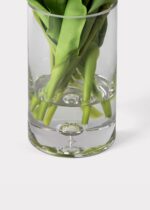 Alternate angle of the Mauve Pink Faux Blooming Tulip Glass Vase showing bloom arrangement in
