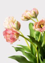 Close-up of vase silhouette detail on this Mauve Pink Faux Blooming Tulip Glass Vase