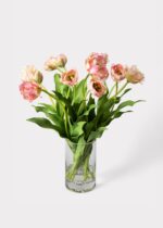 Mauve Pink Faux Blooming Tulip Arrangement in Glass Vase - 19 inch