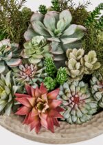 Close-up of leaf foliage texture on this Faux Potted Plant Arrangement Potted Plant Arrangement