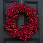 Waterproof Red Berry Front Door Christmas Holiday Front Door Wreath 24 inch