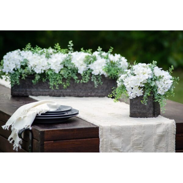 Hydrangea & Eucalyptus Faux Centerpiece in Planter - White
