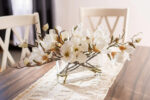 Detail view of glass texture detail from the White Magnolia Blossom Branch Centerpiece Oval Pocket