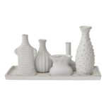 White Matte Glazed Ceramic Multi Mini Vase Chic Bud Flower Rectangle Vessel
