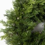 The Seeding Real Touch Juniper Berry Door Mantle Wreath shown in full, highlighting full wreath