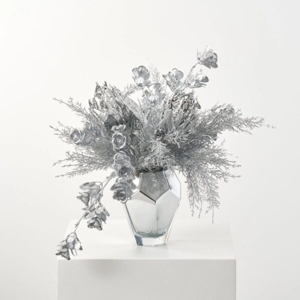 Ice Queen - Silver Protea, Mini Rose and Cedar Holiday Christmas Arrangement