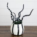 10' Artificial Halloween Midnight Stripe Snake Plant in Decorative Planter