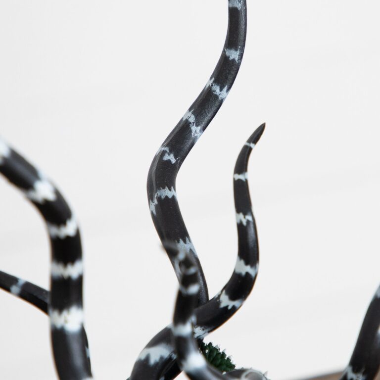 Close-up of leaf foliage texture on this 10' Artificial Halloween Midnight Stripe Decorative Planter