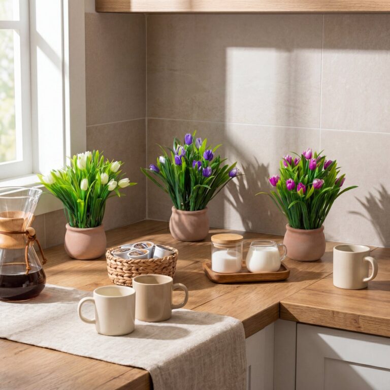 10' Artificial Tulip Plant in Ceramic Planter - Set of 3