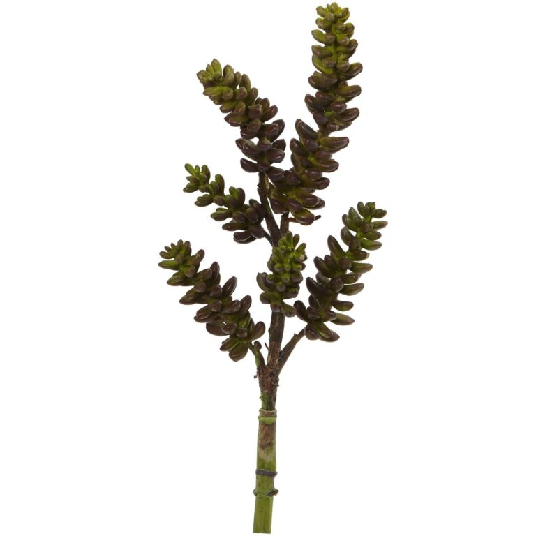 13' Succulent Artificial Flower Set of 12 - Green Burgundy, faux flower stems