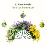 Side view of the 13in. UV Resistant Artificial Pansy Artificial Pansy Bush revealing craft detail