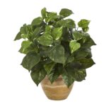 14' Pothos Artificial Plant in Ceramic Planter