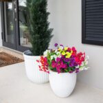 The 14 inch UV Resistant Artificial Morning Glory Bush shown in, for home decor styling