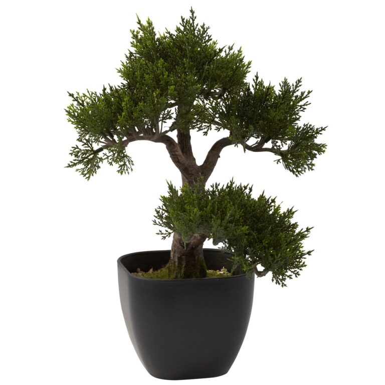 Close-up of leaf foliage texture on this 15' Artificial Cedar Bonsai Tree