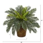 Close-up of leaf foliage texture on this 15' Cycas Artificial Plant in Basket