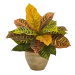 15' Garden Croton Artificial Plant in Ceramic Planter Real Touch