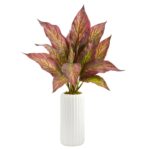 19' Musa Leaf Artificial Plant in White Planter