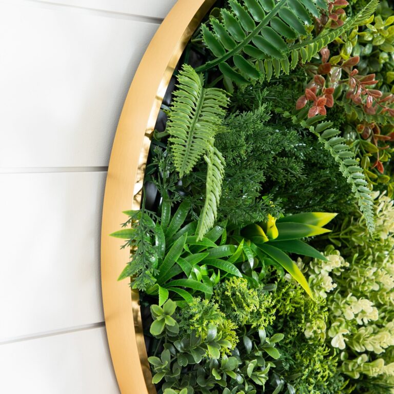Close-up of craft detail close-up on this 20' UV Resistant Artificial Queensland Rainforest Living Wall