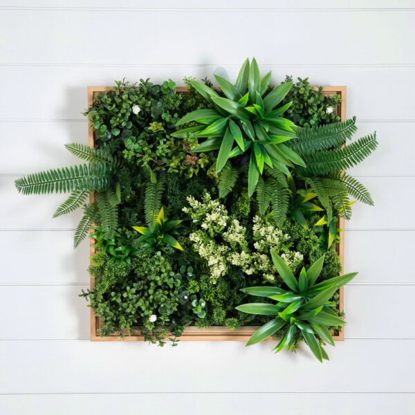 20' x 20' UV Resistant Queensland Rainforest Artificial Living Wall Art Panel in Light Wood