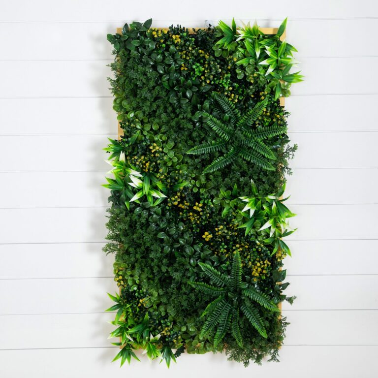 20' x 40' UV Resistant Hawaiian Islands Artificial Living Wall Art Panel in Light Wood