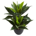 Alternate angle of the 21' Agave Artificial Plant showing full plant from planter to top