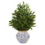 21' Boxwood Artificial Plant in Decorative Vase Indoor Outdoor