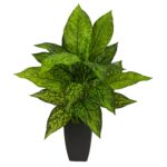 21' Dieffenbachia Artificial Plant in Black Planter