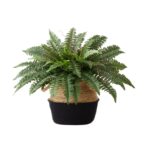 23 inch Artificial Boston Fern Plant with Handmade Jute and Cotton Basket DIY KIT
