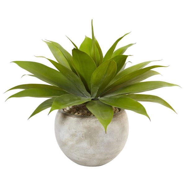 24 inch Agave in Sand Colored Bowl, wreath bow