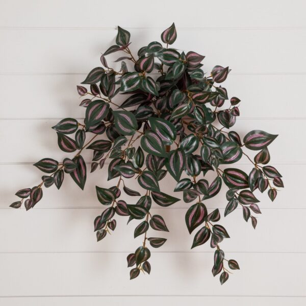 24 inch UV Resistant Artificial Wandering Jew Hanging Plant Indoor Outdoor - Set of 3